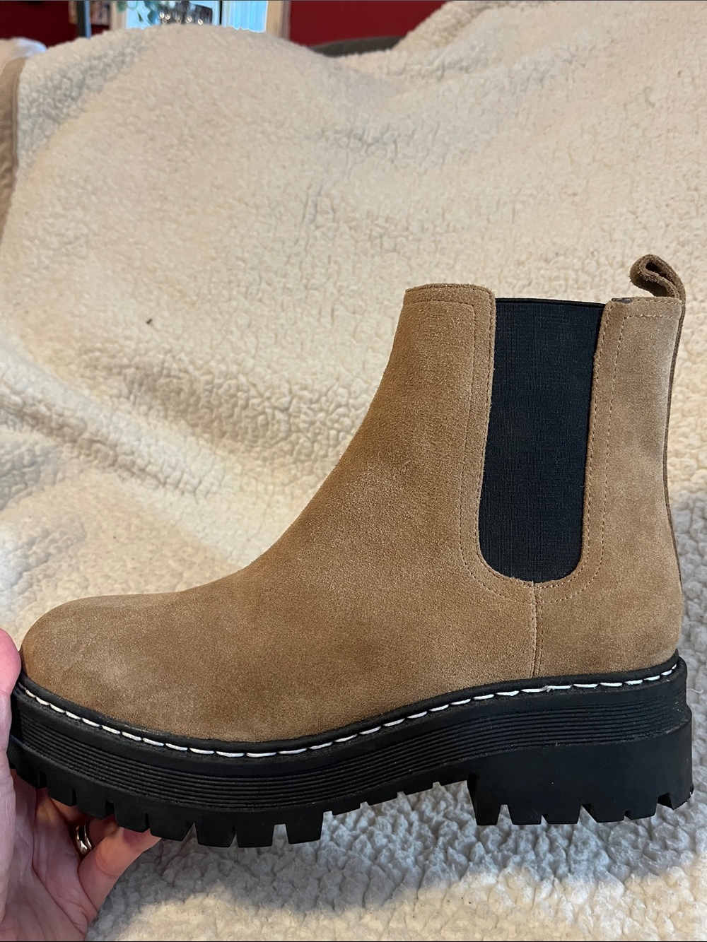 Marc Fisher Suede Chelsea Lug Ankle Boots - Taupe